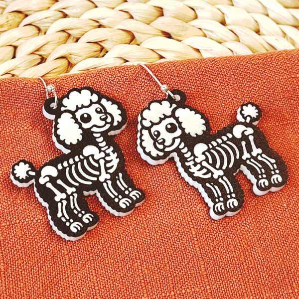 Poodle Dog Halloween Skeleton Earrings Online - Image 2