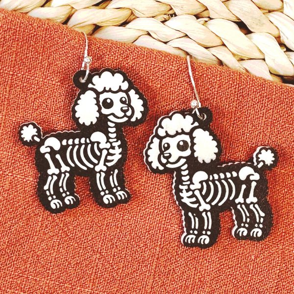 Poodle Dog Halloween Skeleton Earrings Online