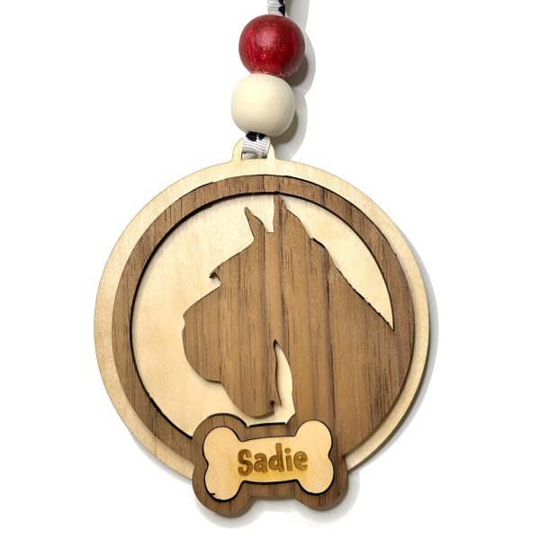 Schnauzer Silhouette Christmas Ornament (Set of 3) with Personalization For Sale