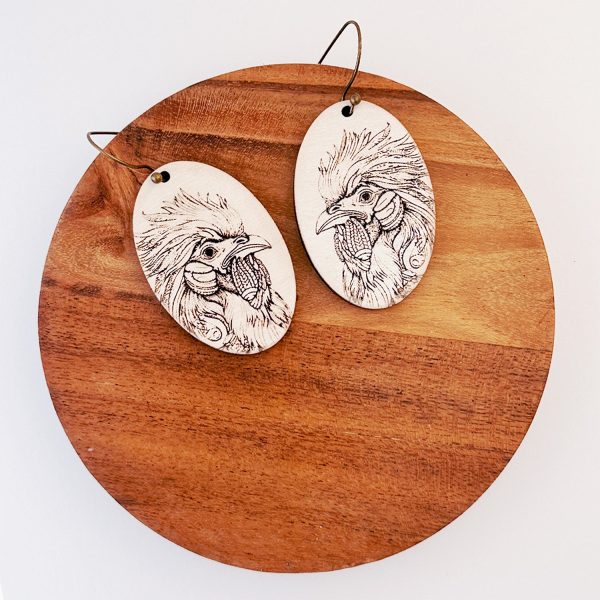 Rooster Farm Animal Dangle Earrings on Sale - Image 2