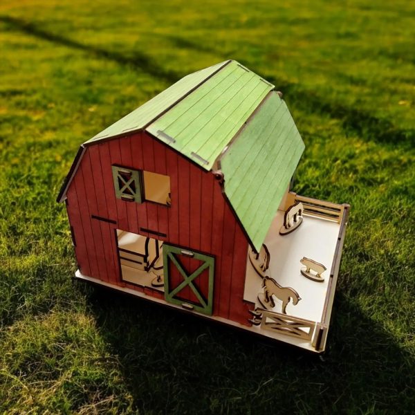 Barn Dollhouse with Farm Animals and Opening Door and Roof Sale - Image 3