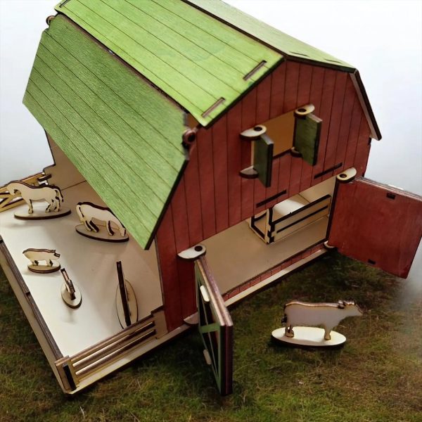Barn Dollhouse with Farm Animals and Opening Door and Roof Sale