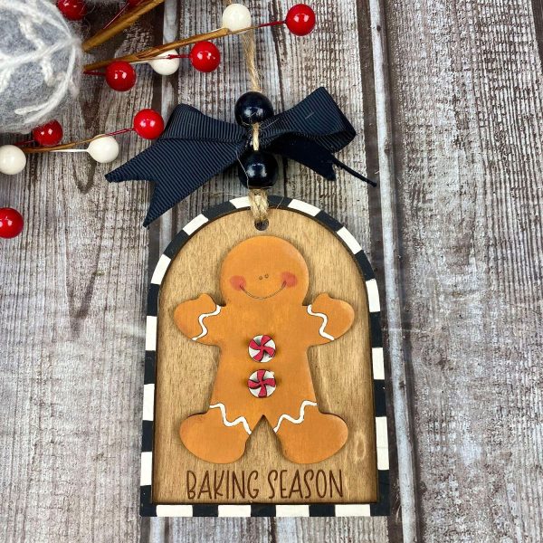 Whimsical Black & White Check Gingerbread Arch Ornament   Gift Tag Online now