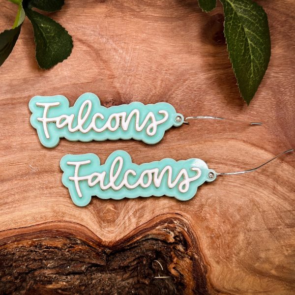 Falcons School Mascot Earrings – Customizable Double-Layer Design Discount
