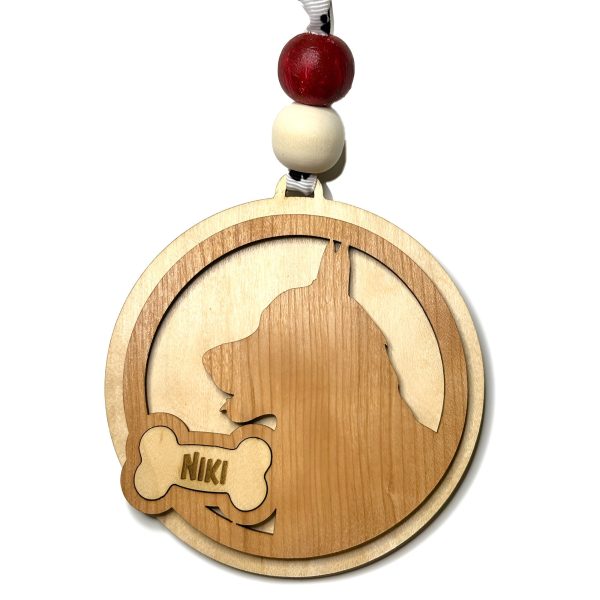 Siberian Husky Silhouette Christmas Ornament (Set of 3) with Personalization Online now - Image 2