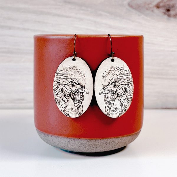 Rooster Farm Animal Dangle Earrings on Sale - Image 3