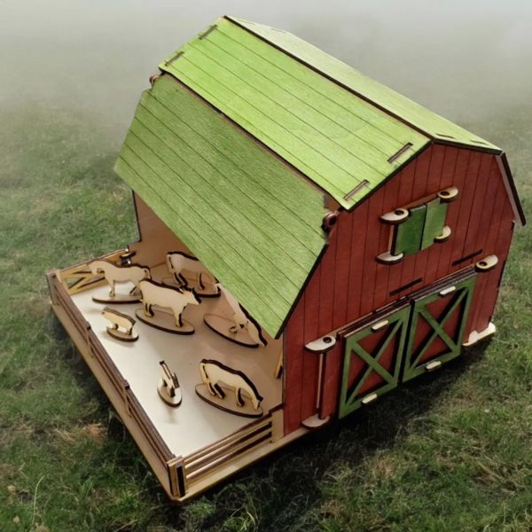 Barn Dollhouse with Farm Animals and Opening Door and Roof Sale - Image 5