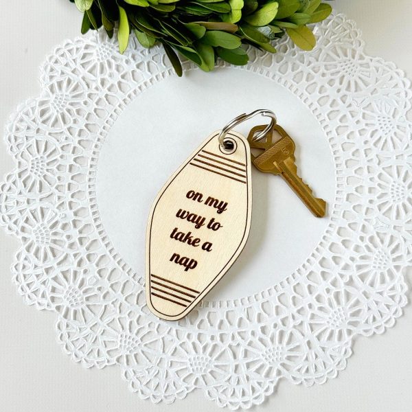 Funny Retro Motel-style Keychain  On my way to take a nap  Online Sale