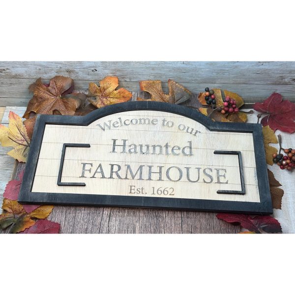 Welcome to Our Haunted Farmhouse Est. 1662 | Halloween Decor Sign Hot on Sale