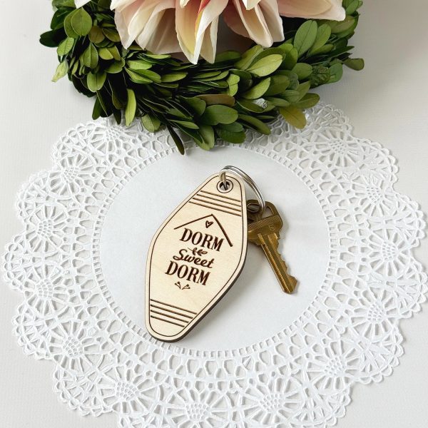 Retro Motel-style  Dorm Sweet Dorm  Keychain for Students and Back-to-School Online