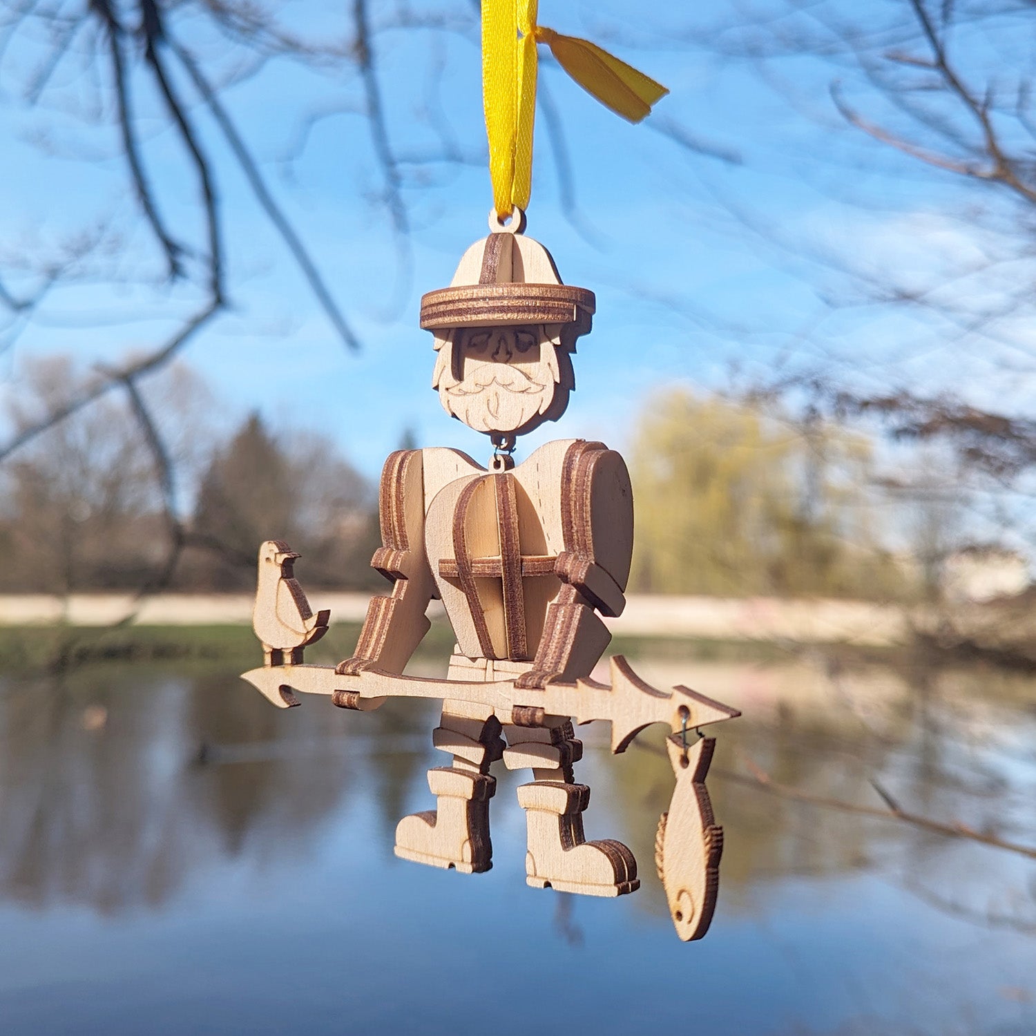 Fisherman with Harpoon and Fish 3D Ornament Hot on Sale