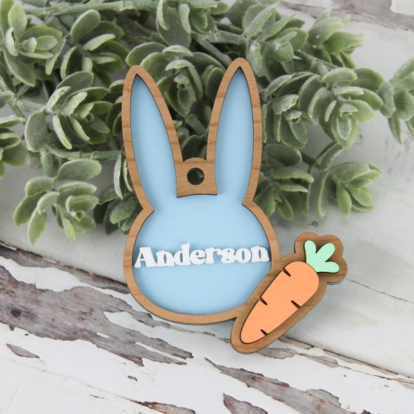 Personalizable Easter Basket Tag - Bunny with a Carrot For Sale