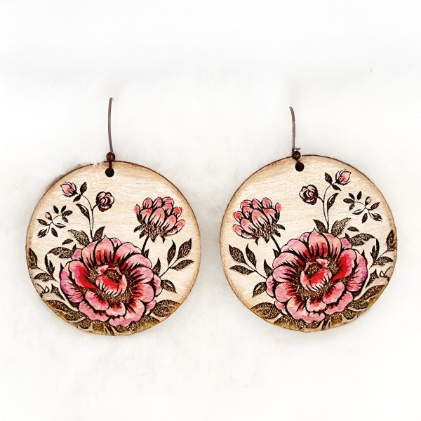 Rose Flower Round Dangle Earrings Hot on Sale