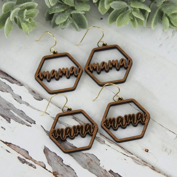 Hexagon Mama Earrings - Mother s Day Earrings (Set of 2) Sale
