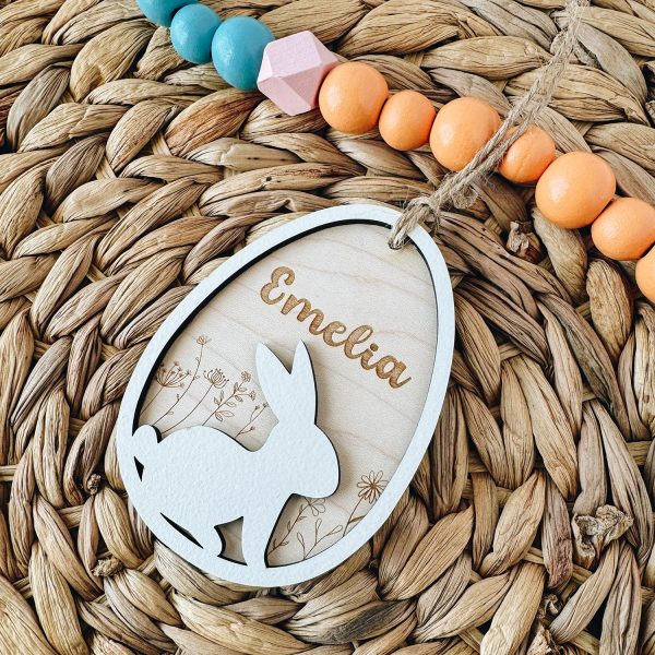 Add-Your-Own-Name Layered Bunny Easter Tag Fashion