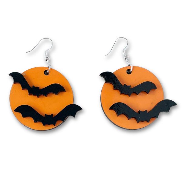 Halloween Bats Round Dangle Earrings Sale