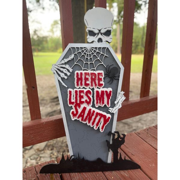 Spooky Halloween Skeleton Coffin Stand on Sale