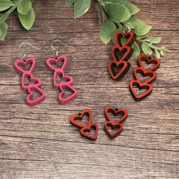 Stacked Hearts Valentine Earrings (Set of 3) on Sale