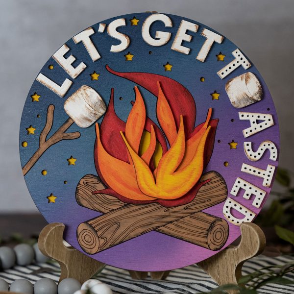 Let s Get Toasted Campfire and Marshmallows Door Hanger Cheap