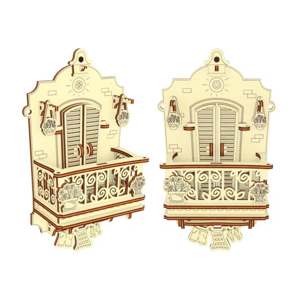 Miniature Balcony With Opening Doors - Optional Photo Frame And LED Lighting Cheap