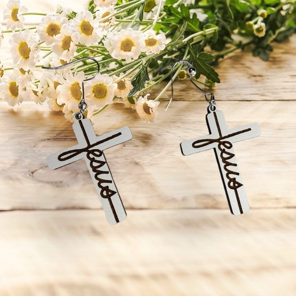 Jesus Cross Faith Dangle Earrings Online now