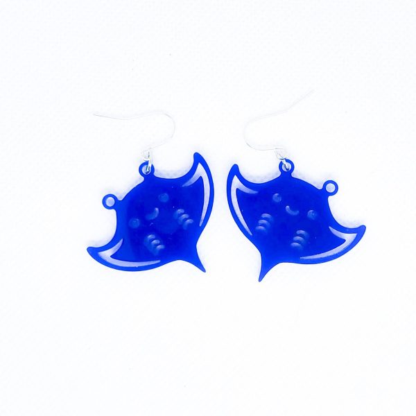 Smiling Manta Ray Dangle Earrings For Sale