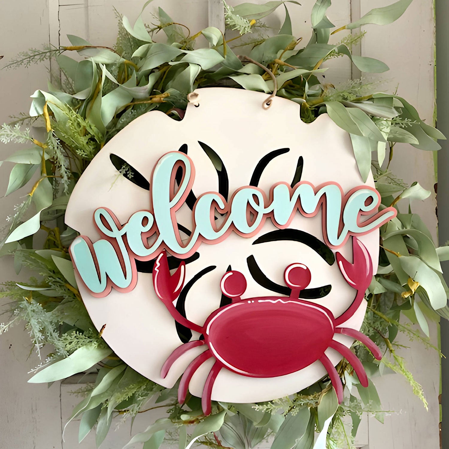 XL Beach Sand Dollar and Crab – Door Hanger Sign Online Sale