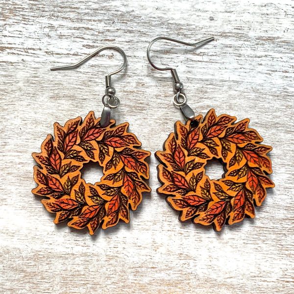 Fall Wreath Leaf Dangle Earrings Cheap