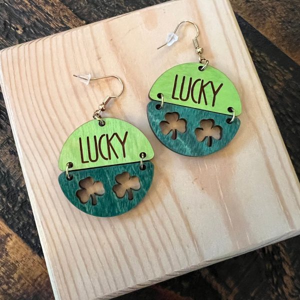 2-part Circle Lucky Shamrock Dangle Earrings Cheap