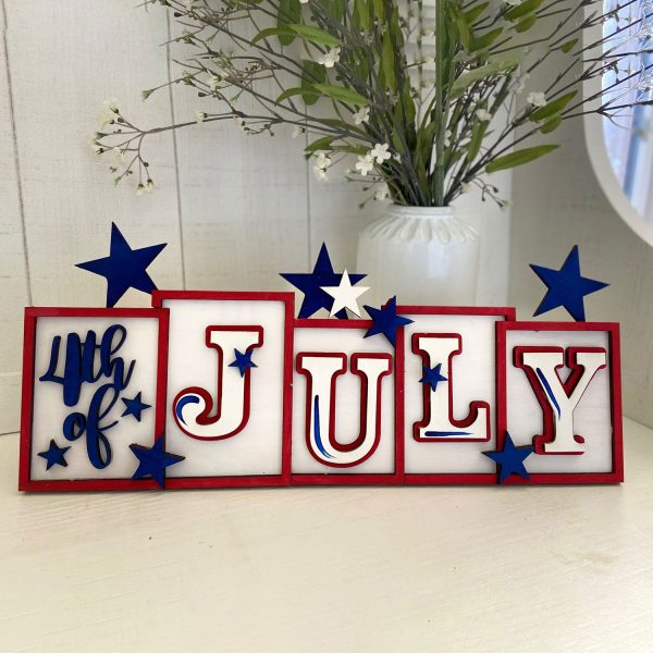 4th of July Patriotic Wooden Red, White and Blue Sign Online now