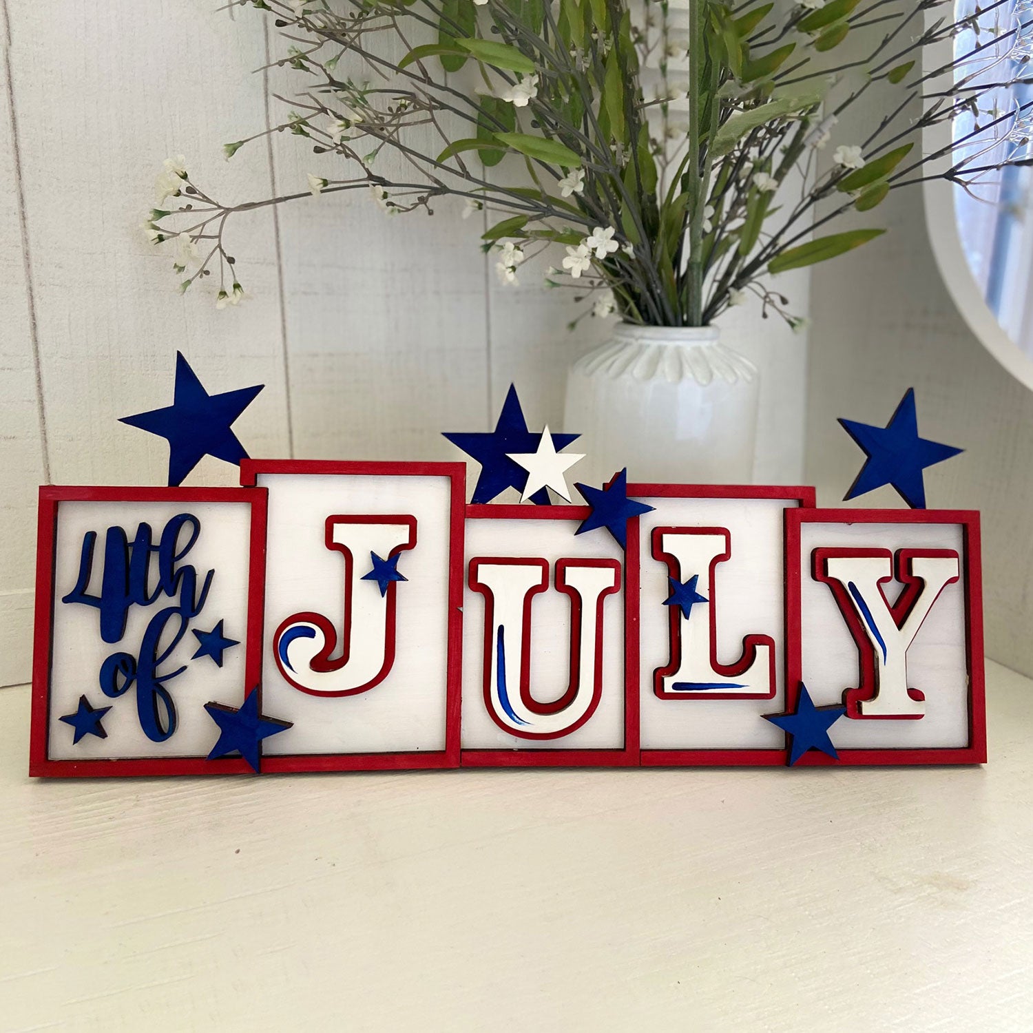 4th of July Patriotic Wooden Red, White and Blue Sign Online now
