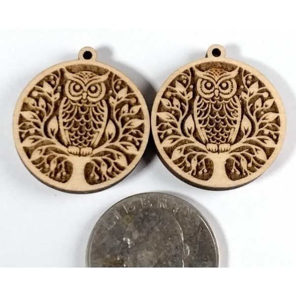 Detailed and Engraved Tiny Mystic Owl Tree Earrings Online now