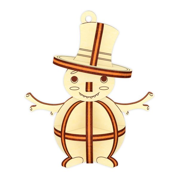 Mini Snowman with a Hat - 3D Christmas Ornament with a Hanging Hole Fashion