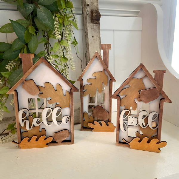 Hello Fall House Shelf Sitter (Set of 3) Hot on Sale