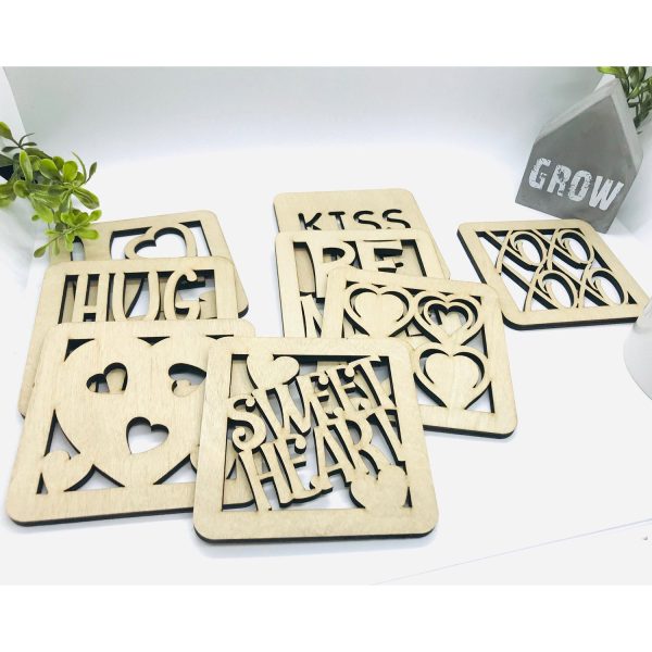 Festive Decorative Valentine s Day Drink Coasters (Set of 8) For Sale