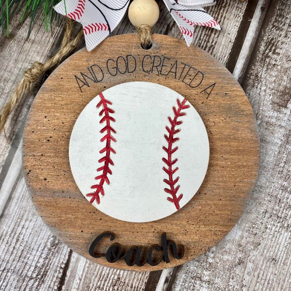 And God Created a Coach - Baseball Christmas Ornament   Gift Tag on Sale