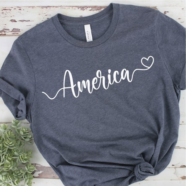 America with Heart Graphic - 4th of July Graphic - Patriotic Graphic For Sale