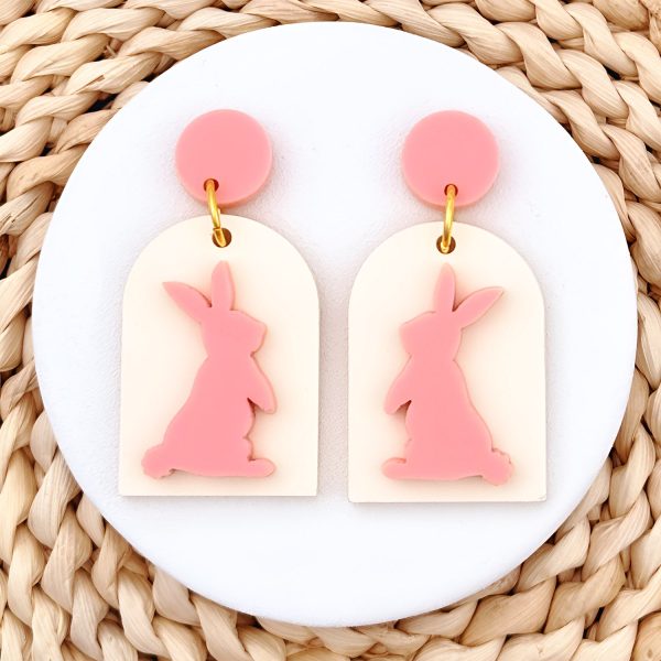 Spring Bunny Charm Arch Earrings For Sale