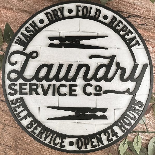 Modern Farmhouse Laundry Room Round Sign on Sale