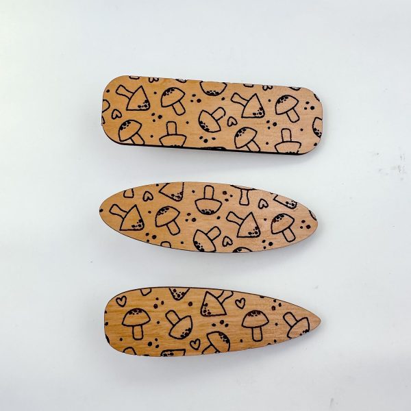 Mushroom Pattern Hair Clips - Cottage Core Hair Clips (Set of 3) Hot on Sale