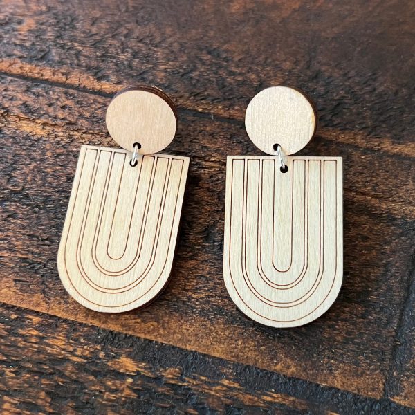 Circle Stud and Arch Lined Flat Top Dangle Earrings Online Hot Sale