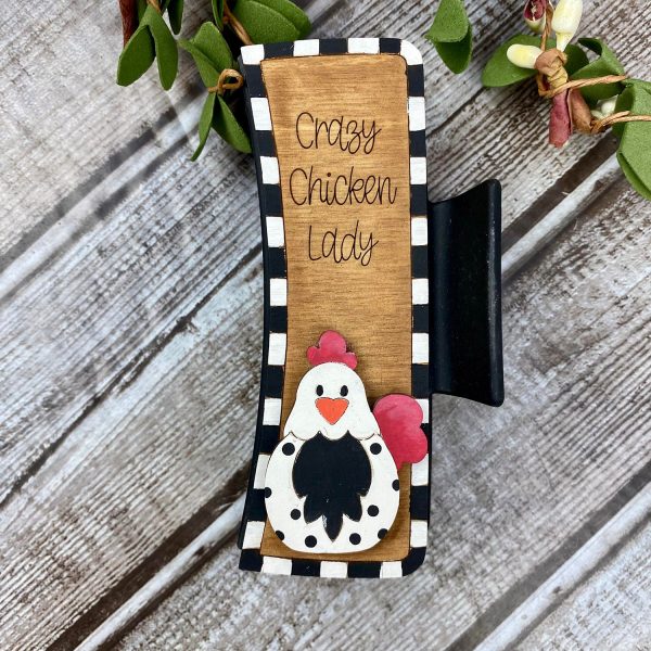Whimsical Crazy Chicken Lady Hair Clip Sale