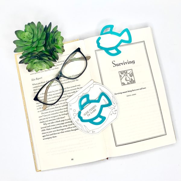 Fish-Shaped Bookmark with Card Backer - Paperclip - Snack Bag Closure Supply