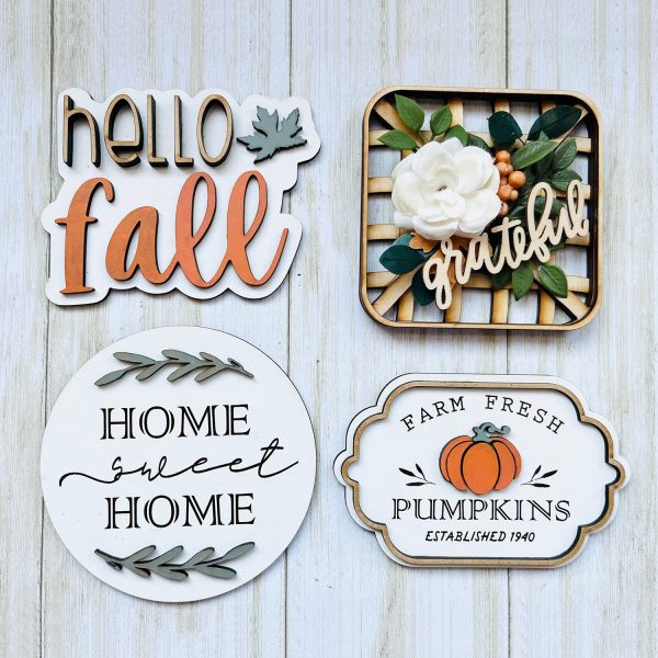 Fall Tiered Tray Decor - Fall Home Decoration (Set of 4) Cheap