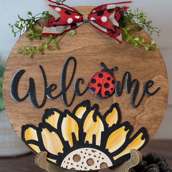 Welcome Ladybug and Sunflower Door Hanger Sale