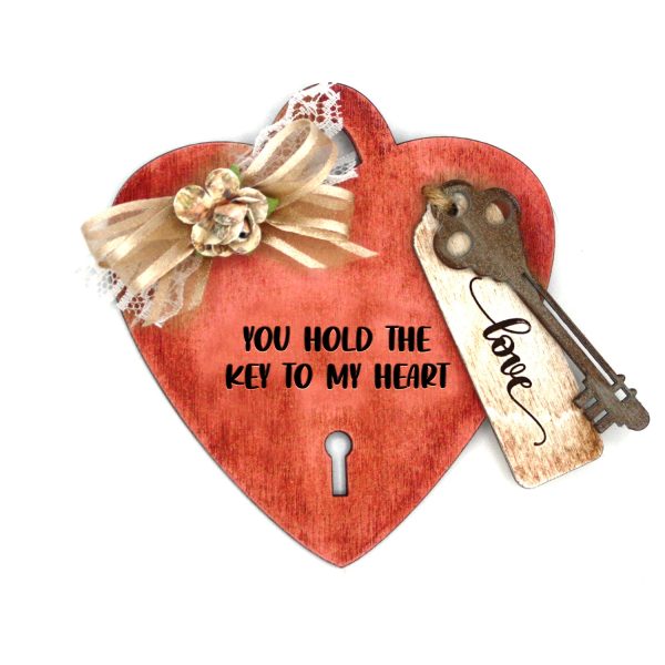 Valentine s Day Heart and Key Gift Tag Ornament (Set of 2) Online Hot Sale