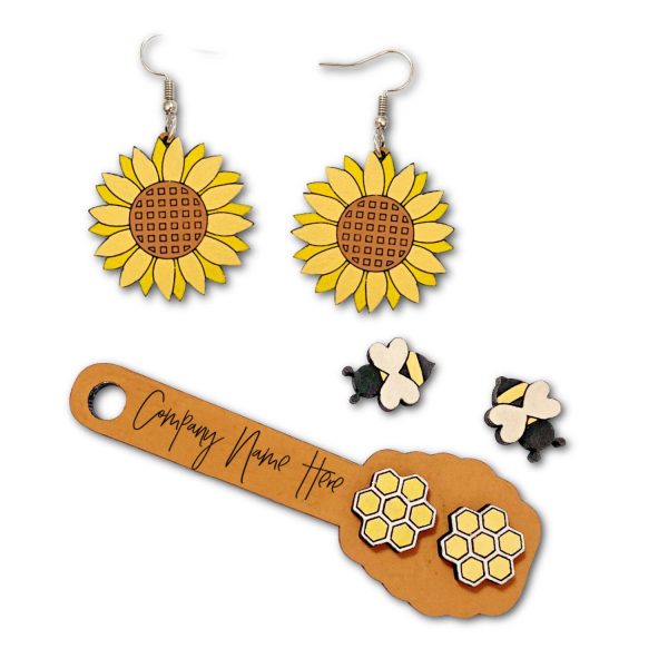 Summer Bee and Sunflower Stud and Dangle Earrings with Stud Holder Online