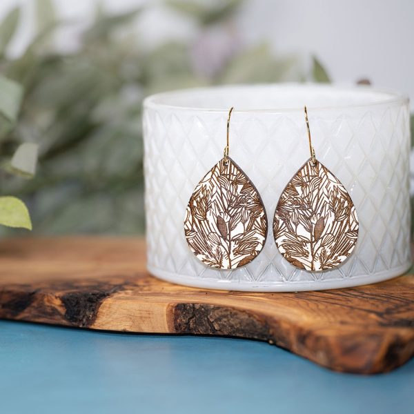 Botanical Leaves and Flowers Dangle Drop Earrings Online now