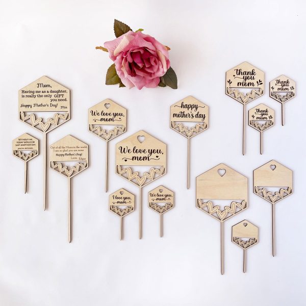 Customizable Mother s Day  Cake and Cupcake Toppers   Plant Stakes (Set of 15) For Sale