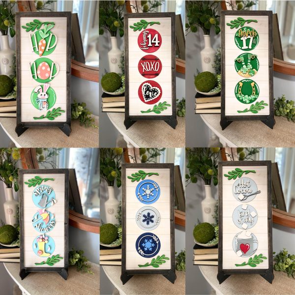 Six Seasonal Themed Interchangeable Designs Sign And Easel Version 1 Online Hot Sale